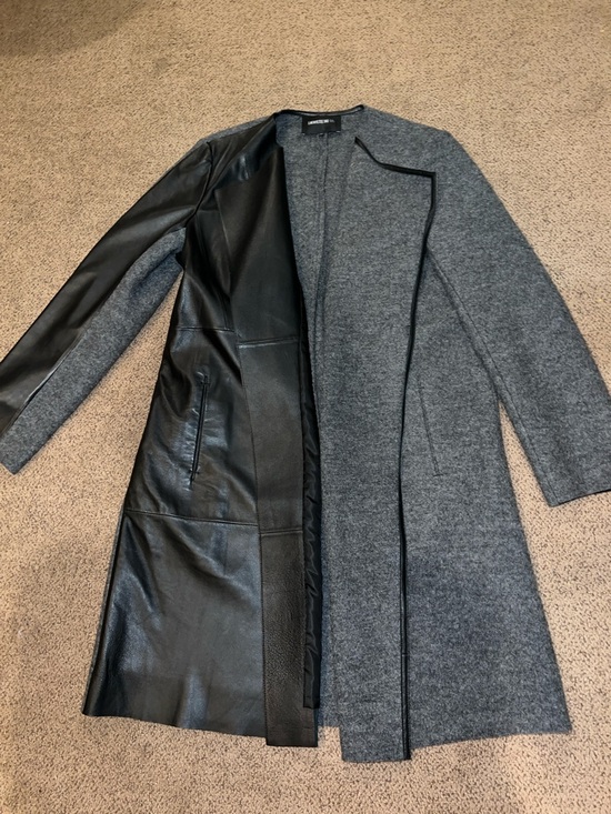 Lafayette 148 New York Jackets & Blazers - Lafayette 148 gray black leather wool jacket large color smoke